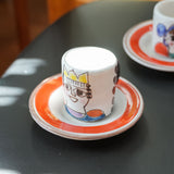 DeSimone hand-painted espresso cups and saucers, in use